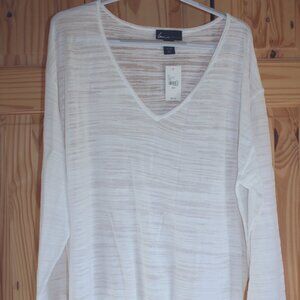 NWTS Lane Bryant White Semi Sheer Cotton Blend Sweater Size 22/24